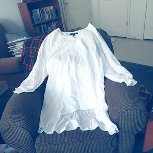 White Hi Low Hem Blouse / Dress /  Beach coverup